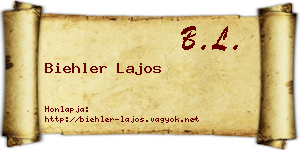 Biehler Lajos névjegykártya